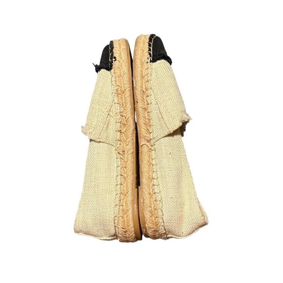 Womens Sam Edelman Espadrille Flats Beige & Black Frayed Edge Slip-On Size 7 - Picture 5 of 10